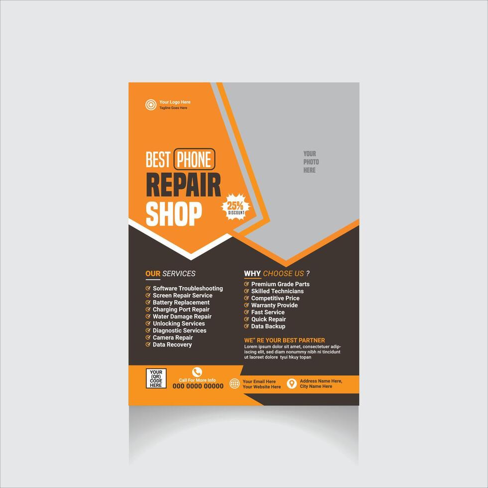 phone repair flyer vector
