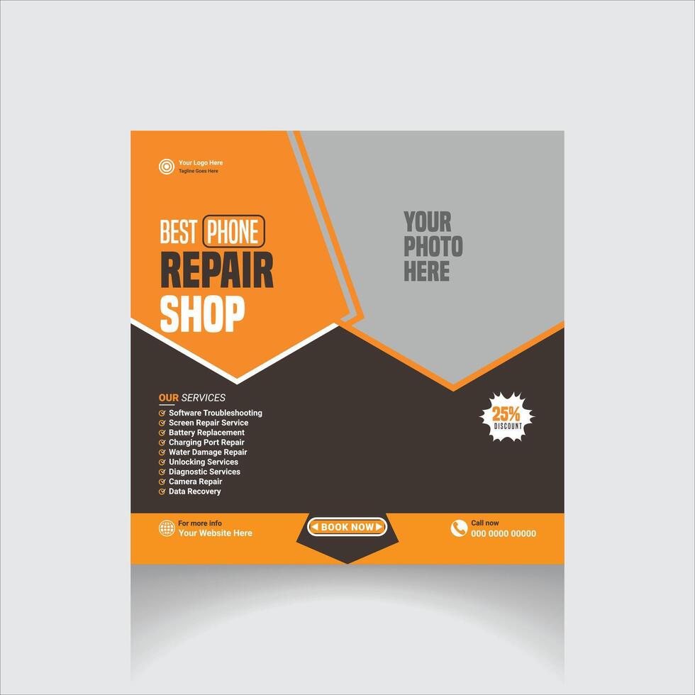 phone repair social media post vector