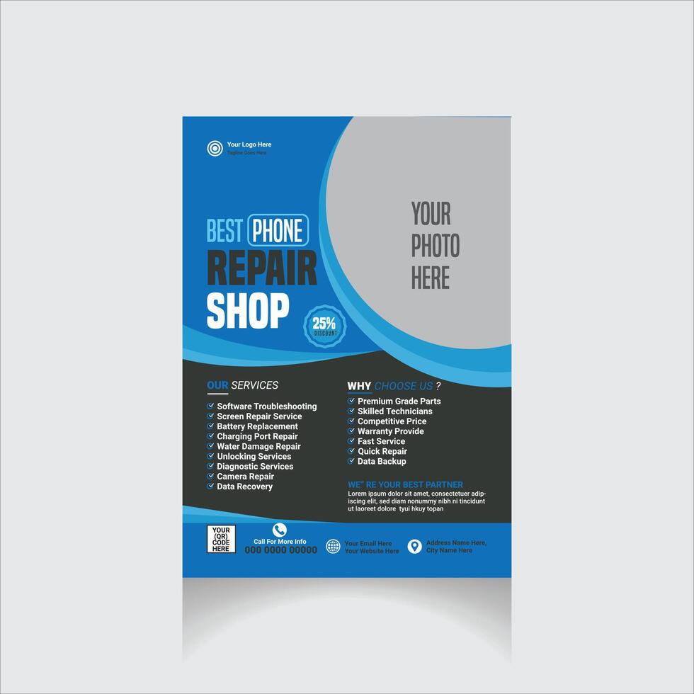 phone repair flyer vector