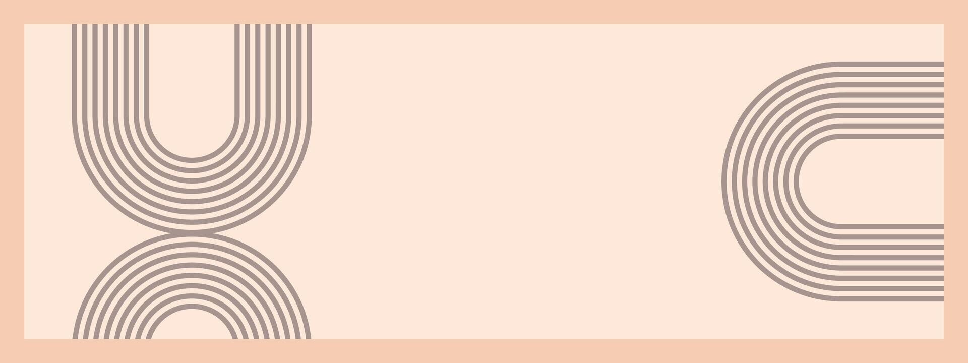 Minimalist geometric zen arches banner template with copy space for text. Abstract boho shapes in a retro aesthetic for versatile design use. Vector concept design.
