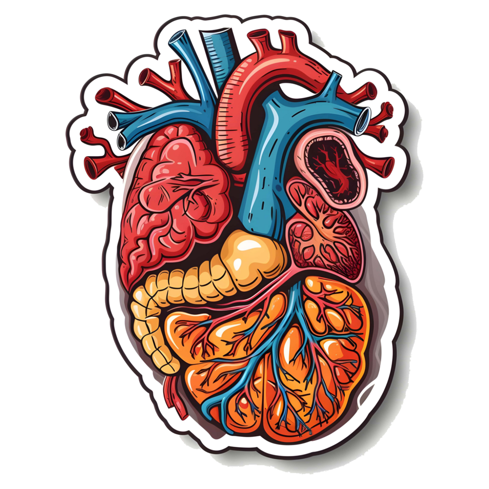 AI generated 3d Human Organs set sticker style over transparent background - Ai generated png