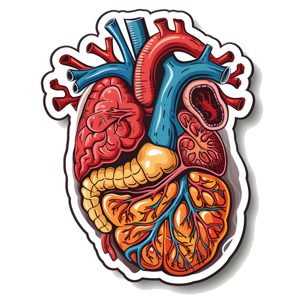 ai generiert 3d Mensch Organe einstellen Aufkleber Stil Über transparent Hintergrund - - ai generiert png