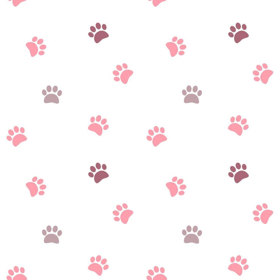 rosado huella patas vector sin costura modelo. paso, paso, pista fondo, fondo de pantalla, imprimir, textil, tela, envase papel, embalaje diseño