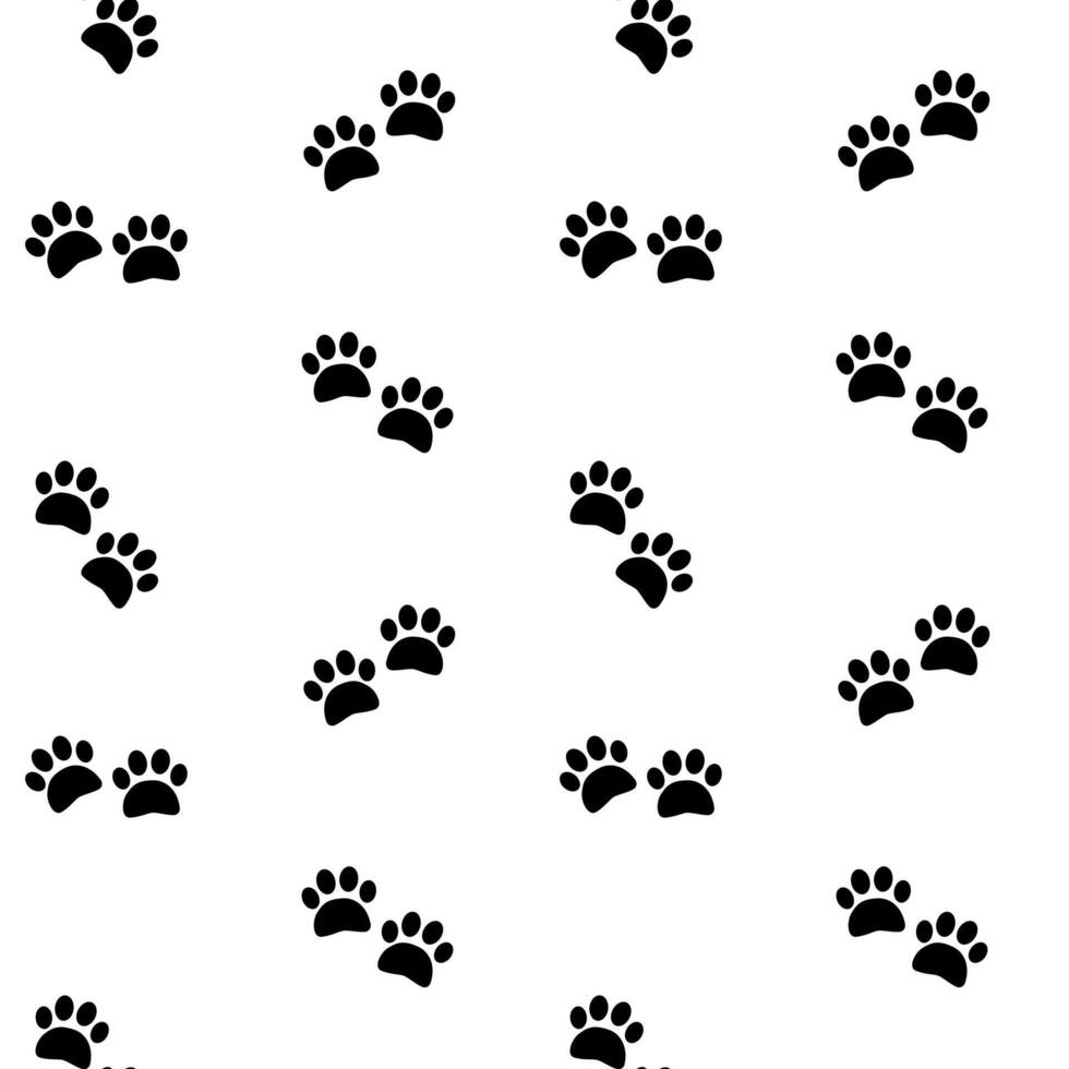 Double footprints paws black vector seamless pattern. Step, footstep, track background, wallpaper, print, textile, fabric, wrapping paper, packaging design