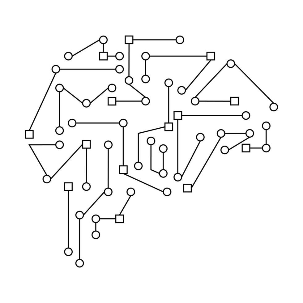 negro color electrónico circuito tablero en cerebro forma vector ilustración. tecnología, ciencia, futurista mente.