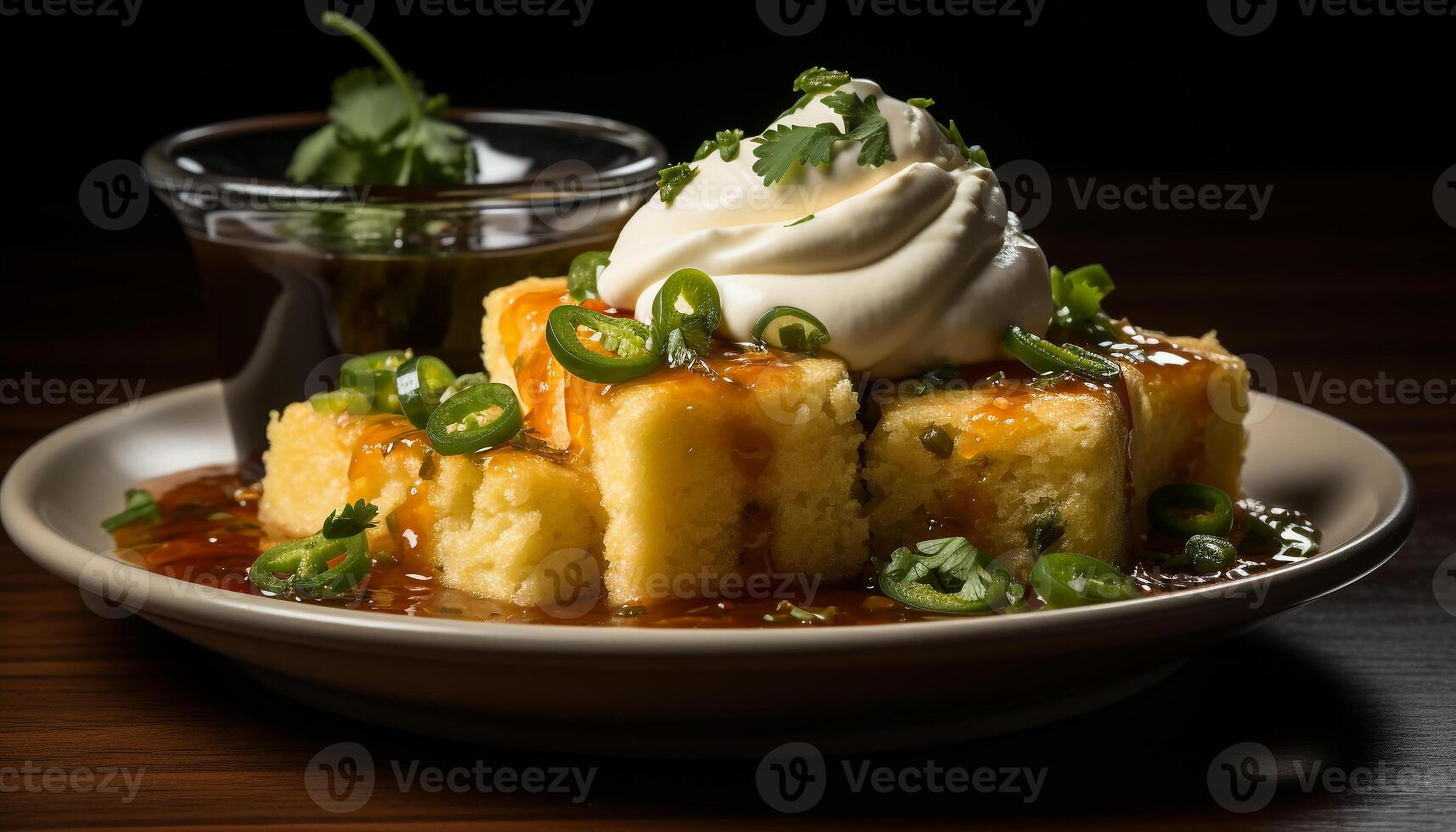 ai generado frescura en plato gastrónomo comida, sano comiendo, vegetariano comida generado por ai foto