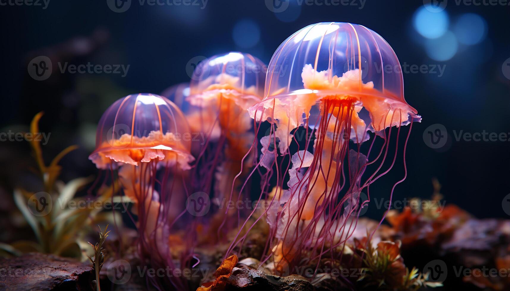 AI generated Underwater beauty multi colored fish swim in transparent tropical reef generated by AI photo