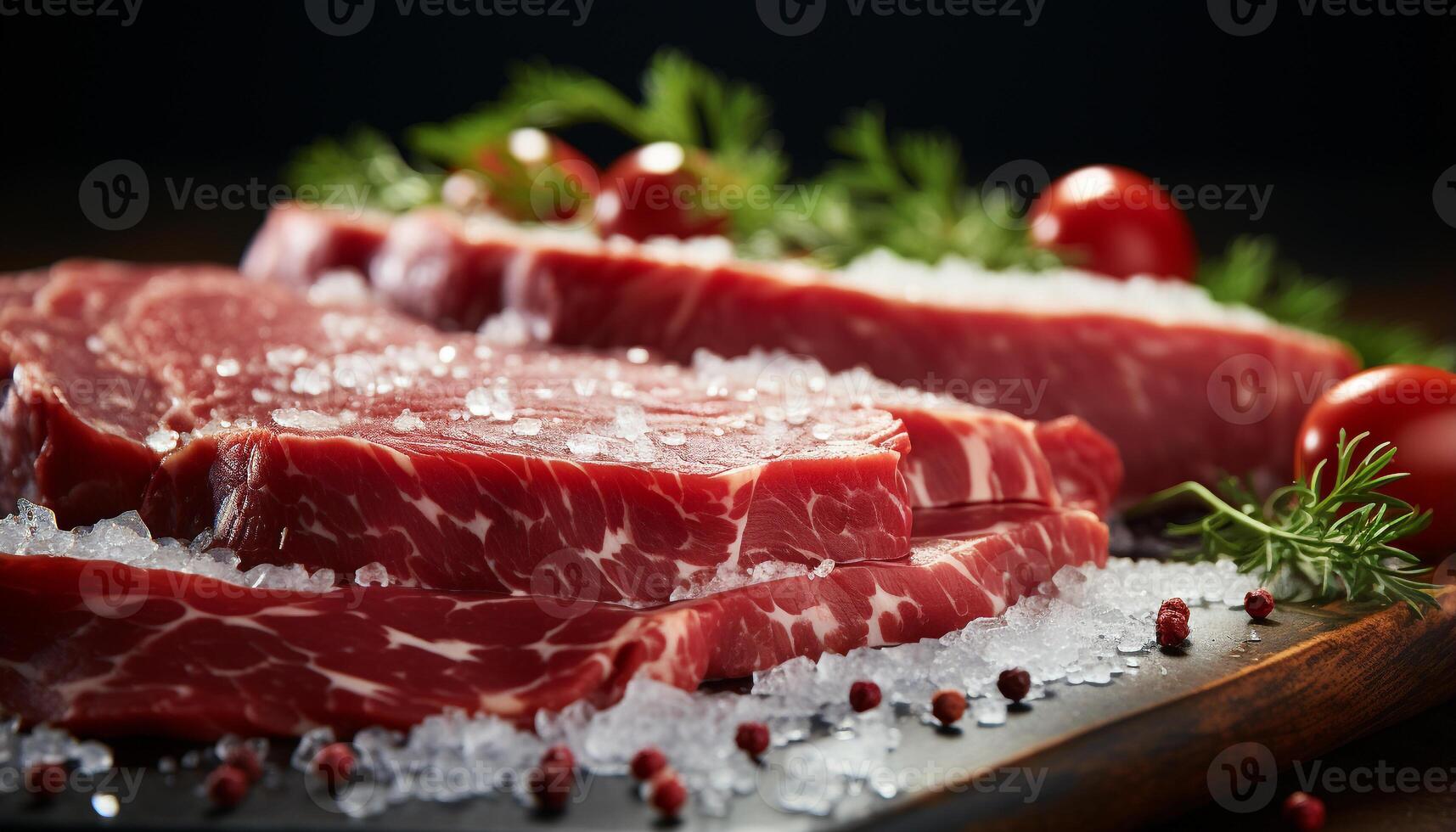 AI generated Freshness and flavor on a wooden plate, healthy eating generated by AI photo
