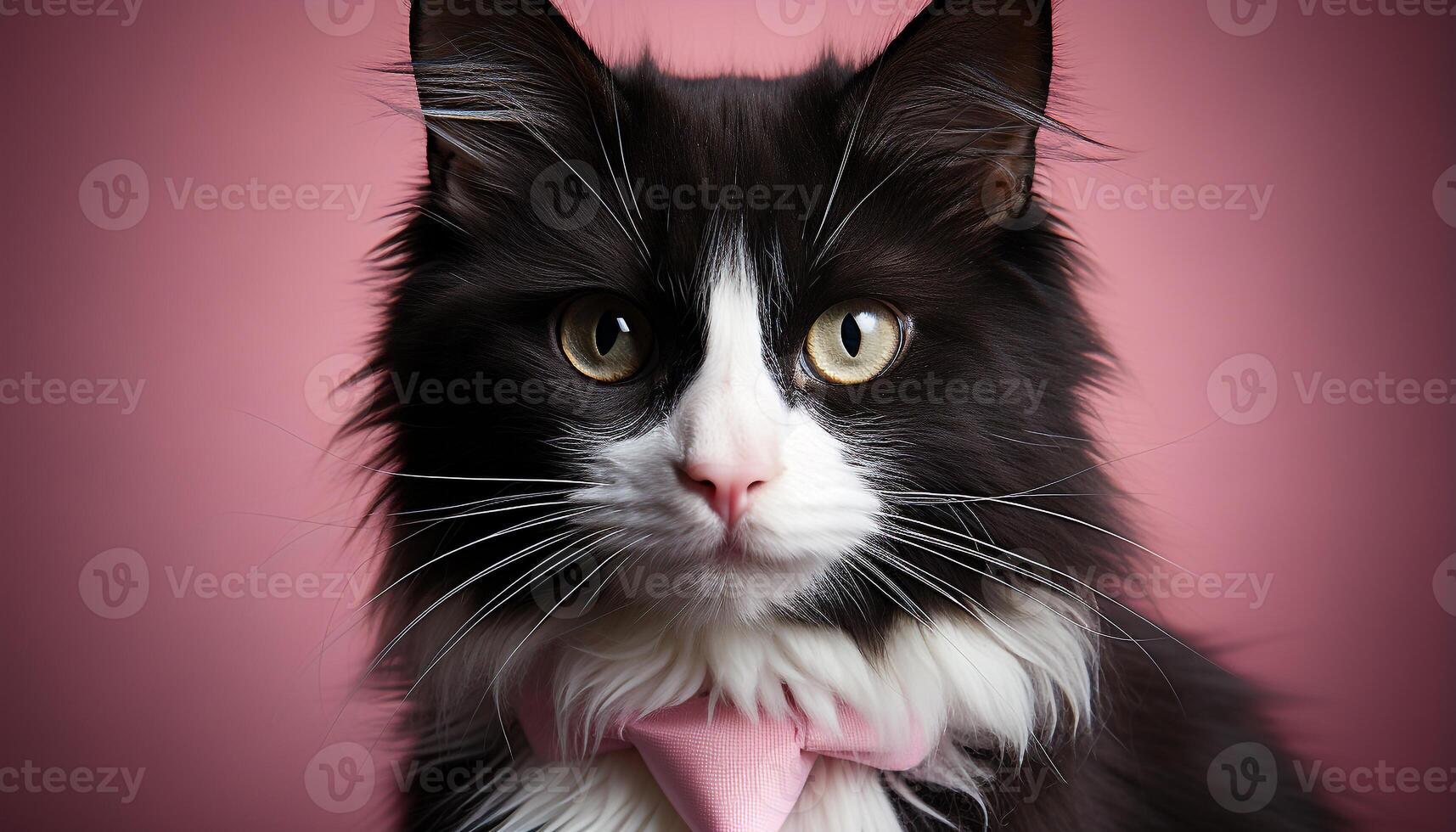 AI generated Cute kitten staring, fluffy fur, playful nature, charming and alert generated by AI photo