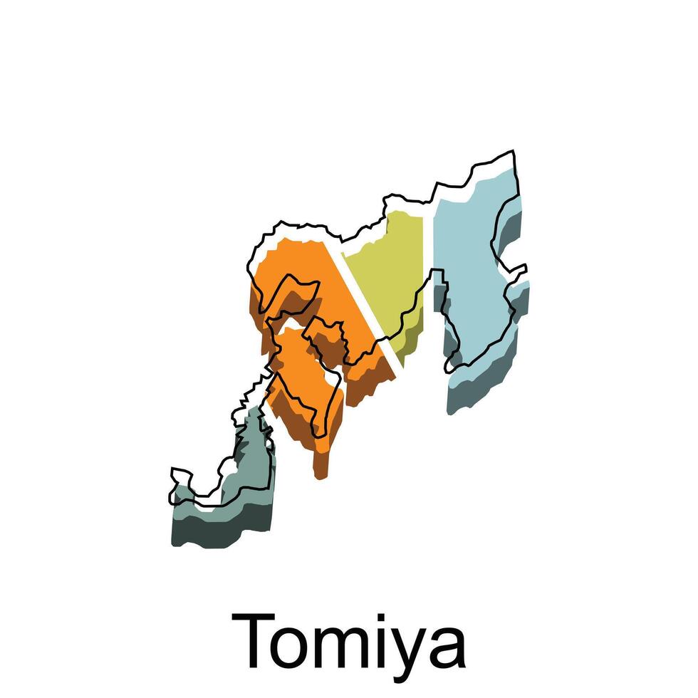 Geometric Style Color Map City of Tomiya, suitable for your company vector