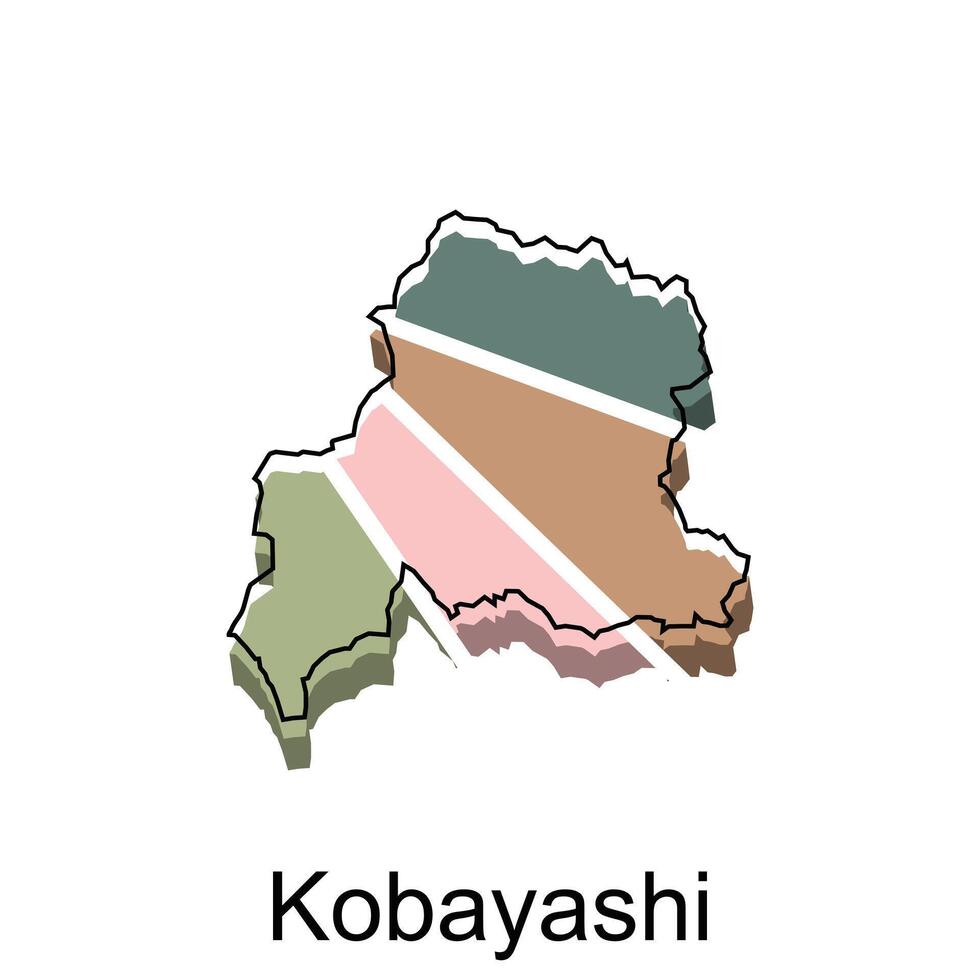 Map of Kobayashi City, logotype element for template. Suitable for your company vector