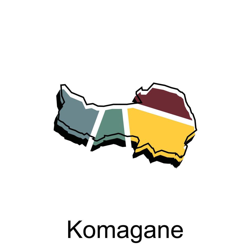 Colorful Map City of Komagane, Japan Map Country Geometric Simple Design template vector