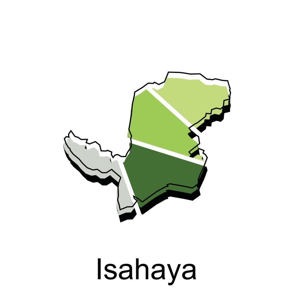 Colorful Map City of Isahaya, Japan Map Country Geometric Simple Design template vector