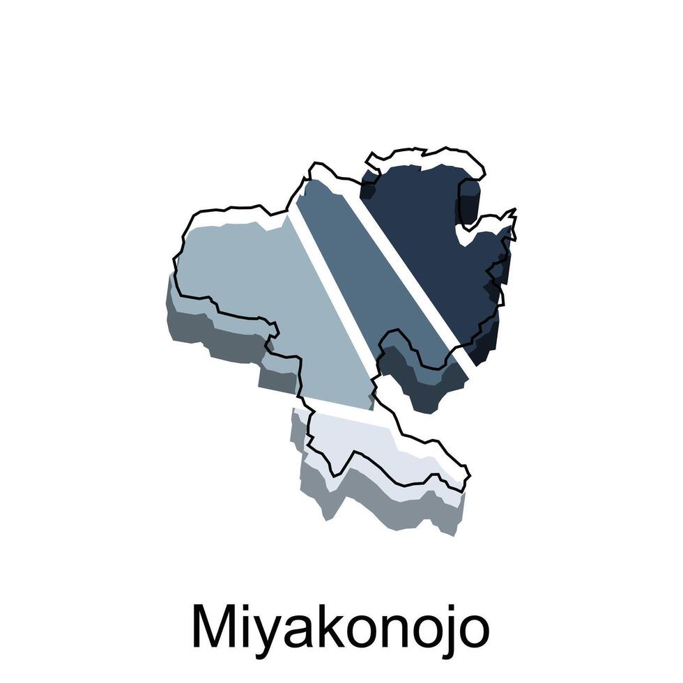 Map Japan Country With City of Miyakonojo, Logo Design Outline template for your company vector