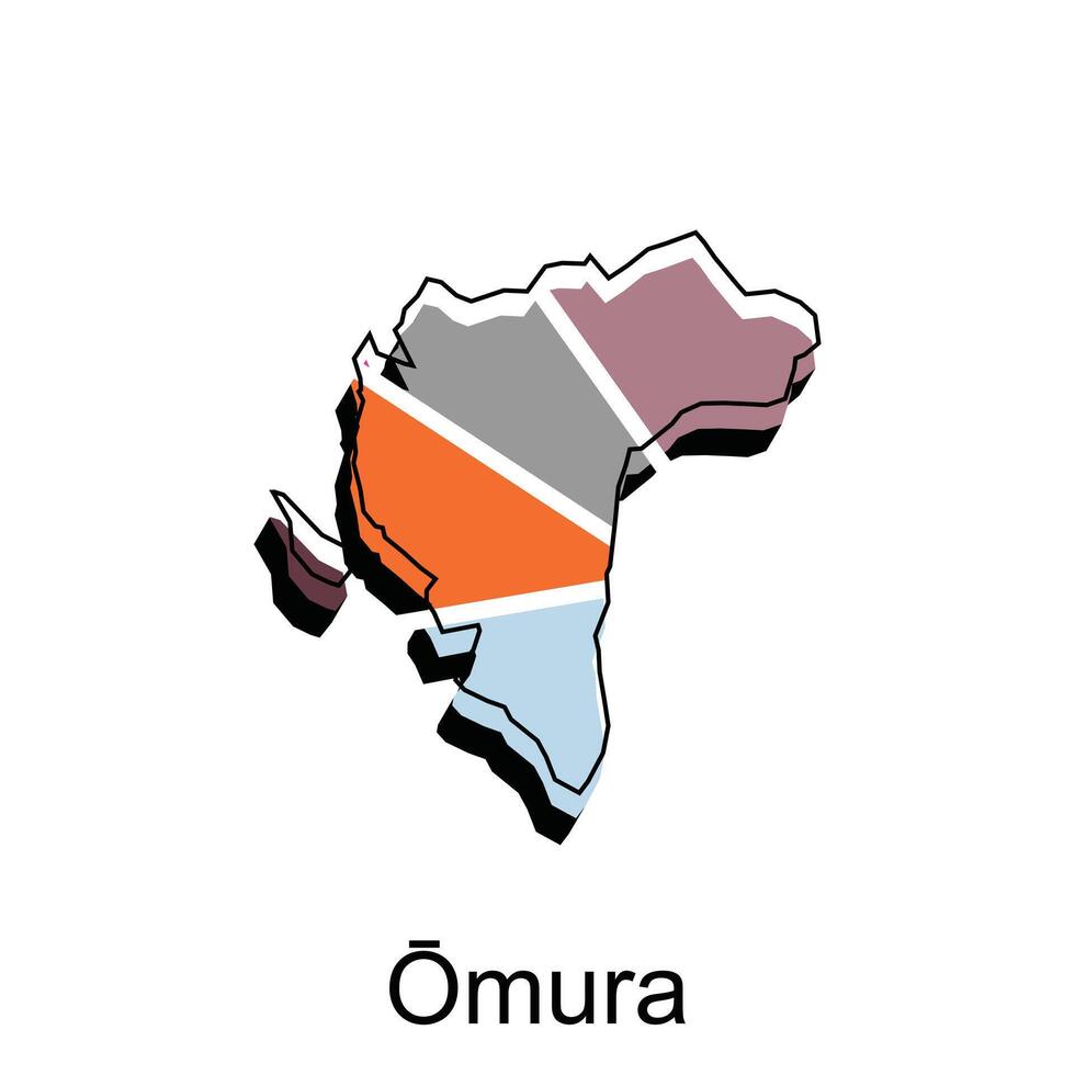 Colorful Map City of Omura, Japan Map Country Geometric Simple Design template vector