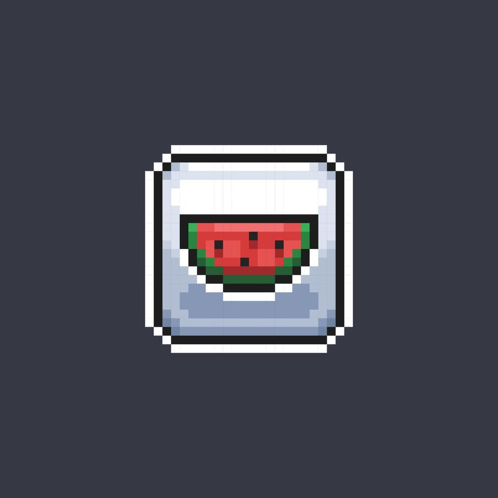 slice of watermelon sign in pixel art style vector