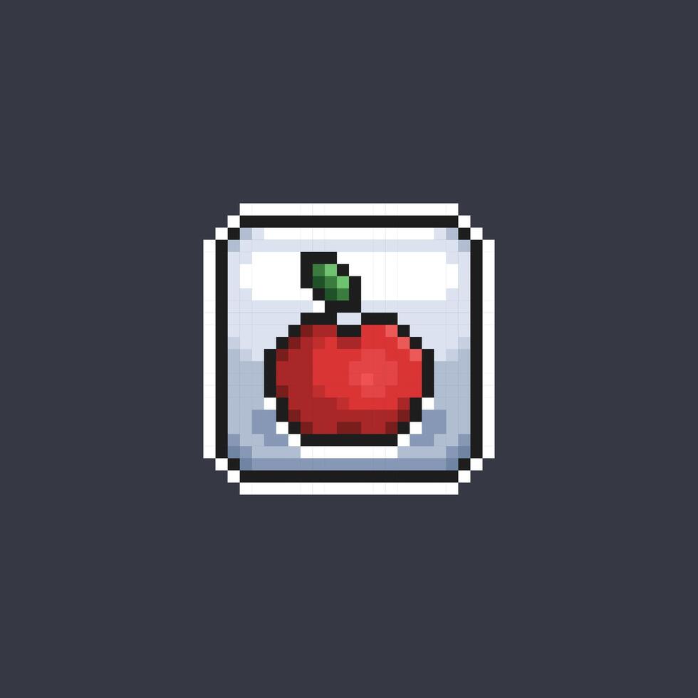 apple fruit sign in pixel art style vector