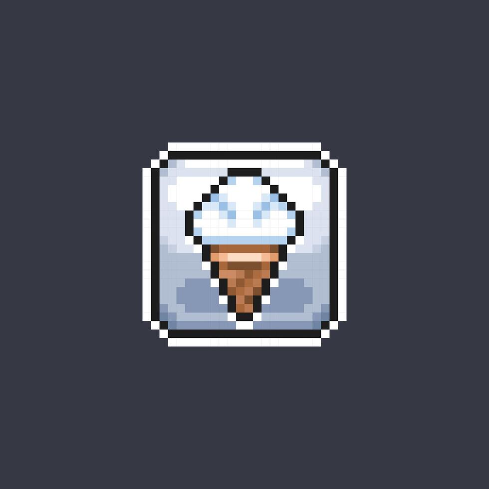 vanilla ice cream sign in pixel art style vector