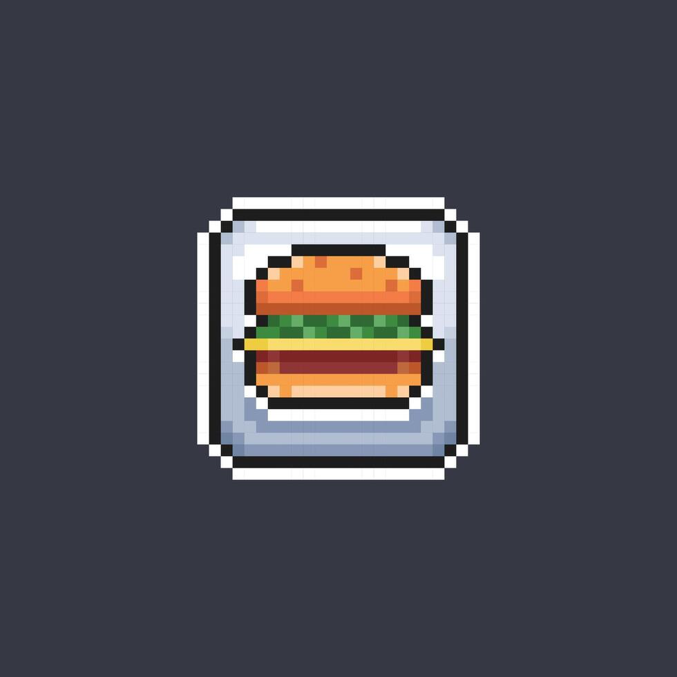 burger sign in pixel art style vector