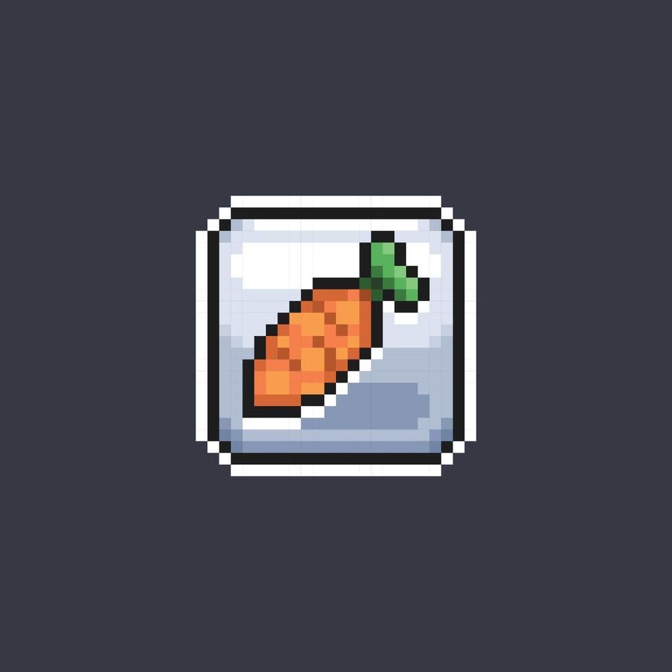 carrot vegetable sign in pixel art style vector