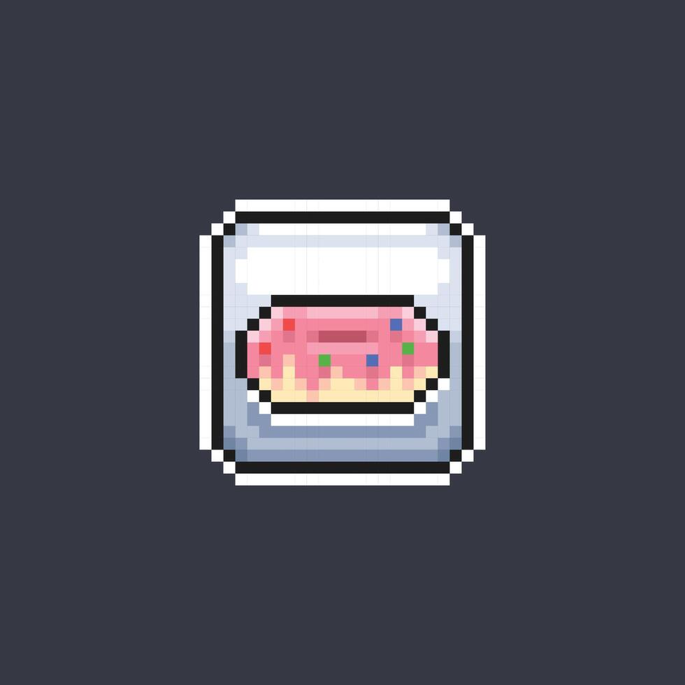 doughnut food sign in pixel art style vector