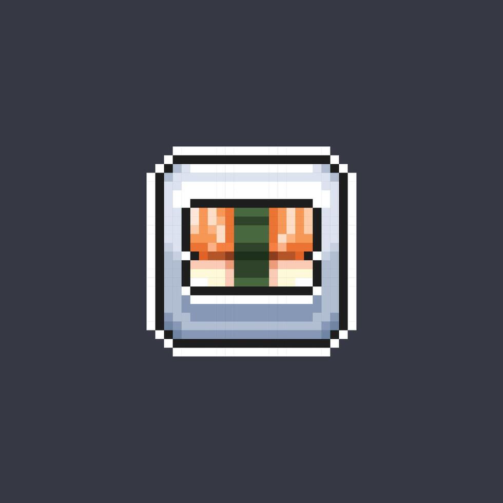 sushi food sign in pixel art style vector