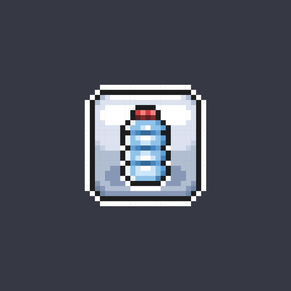 plastic bottle sign in pixel art style vector