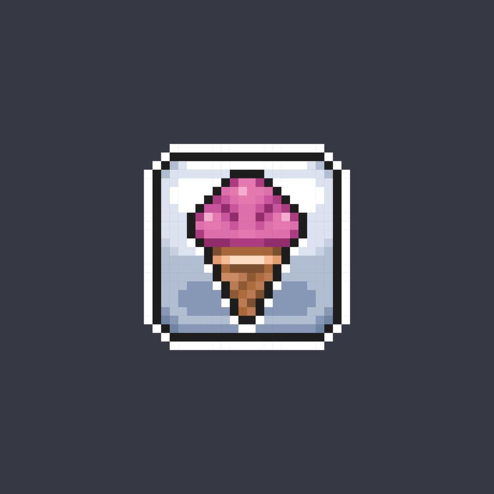 strawberry ice cream sign in pixel art style vector