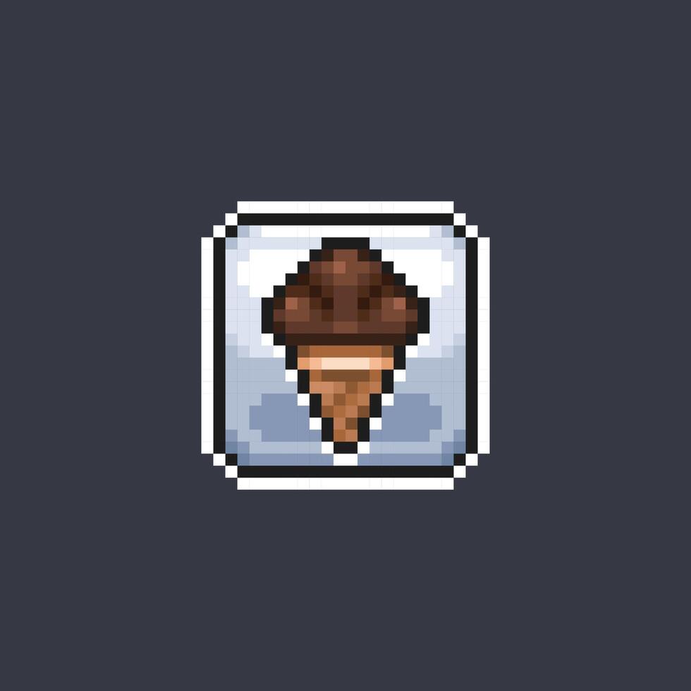 chocolate ice cream sign in pixel art style vector