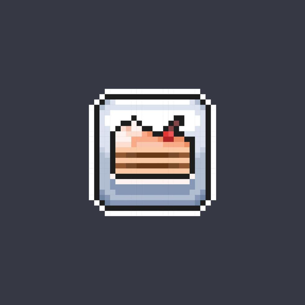 piece of cake sign in pixel art style vector