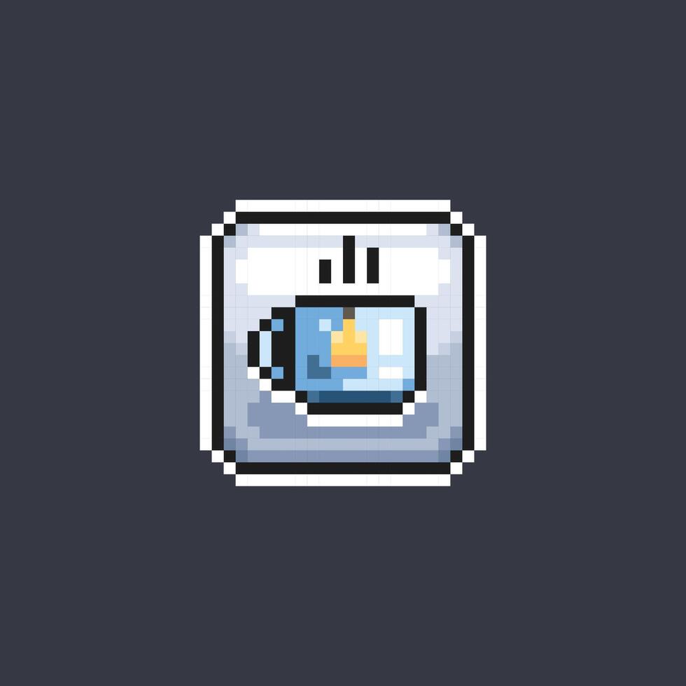 tea cup sign in pixel art style vector