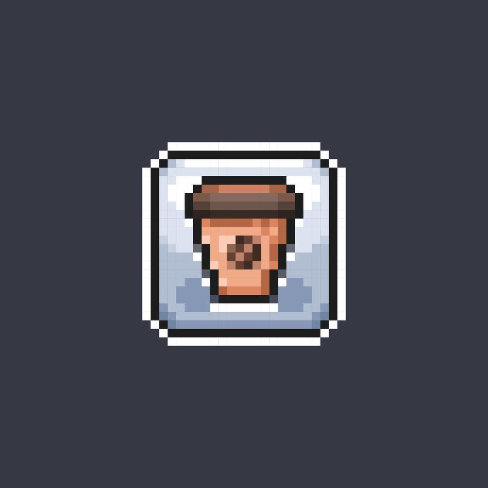 coffee glass drink sign in pixel art style vector