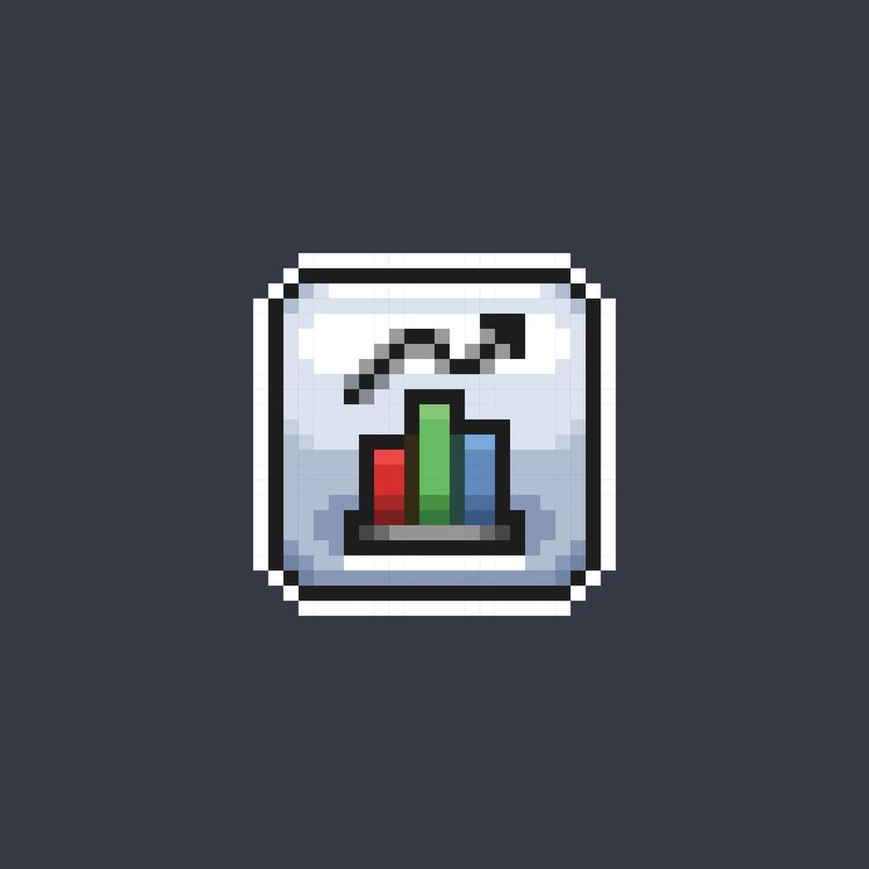 chart bar sign in pixel art style vector