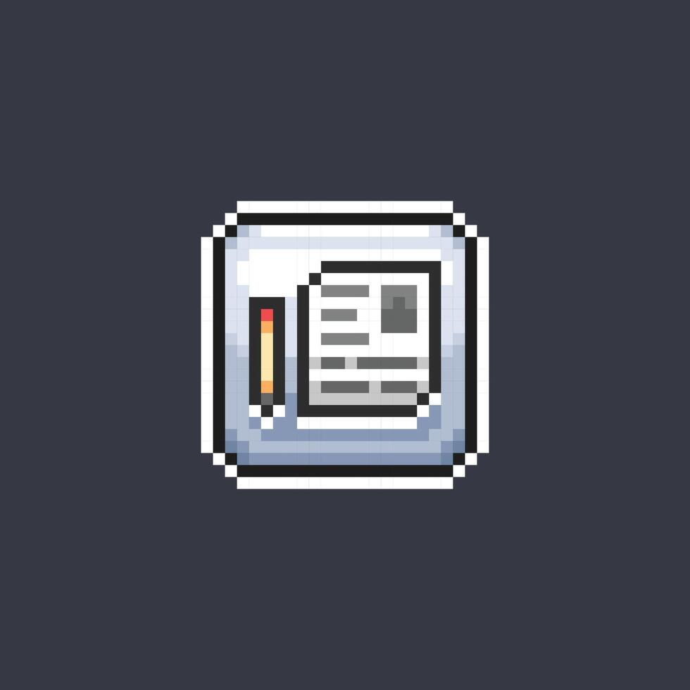 pencil and document paper sign in pixel art style vector