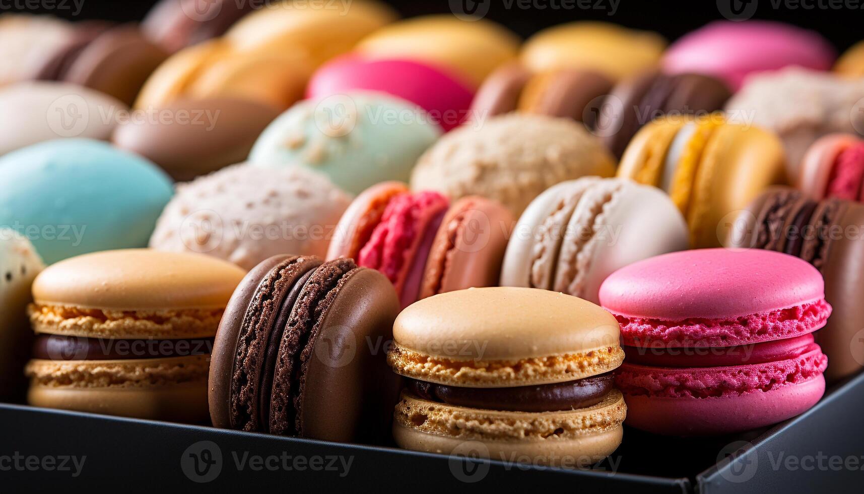 AI generated A colorful macaroon stack, a sweet French indulgence generated by AI photo