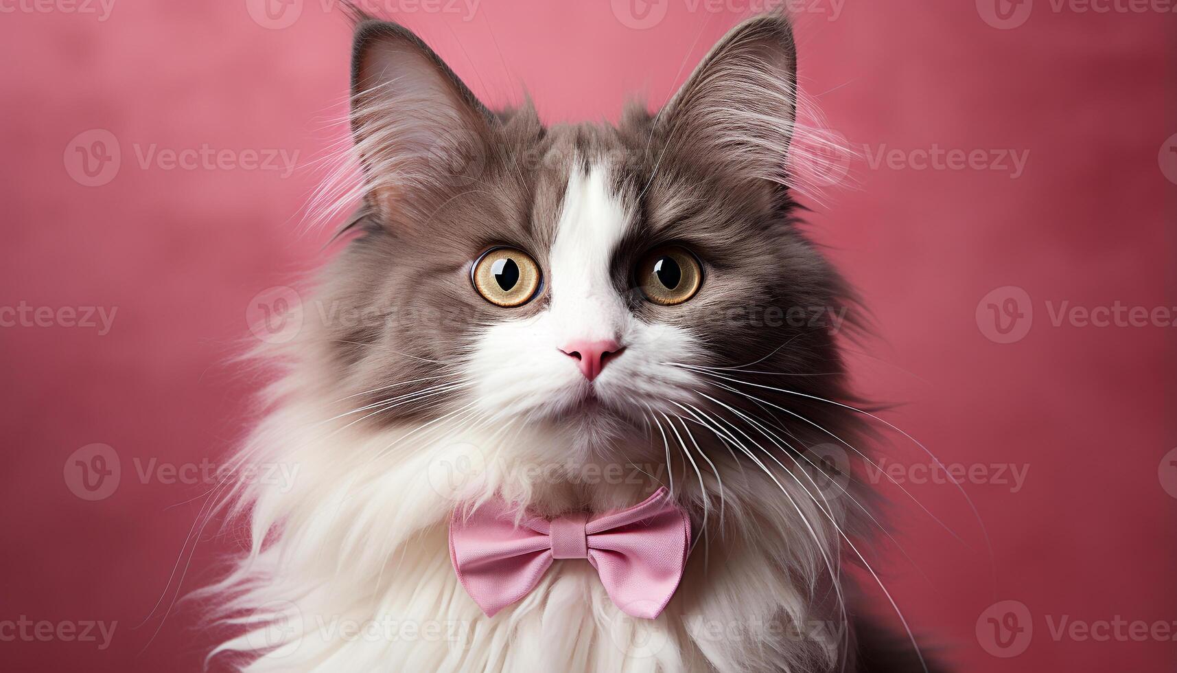 AI generated Cute kitten looking at camera, playful and charming generated by AI photo
