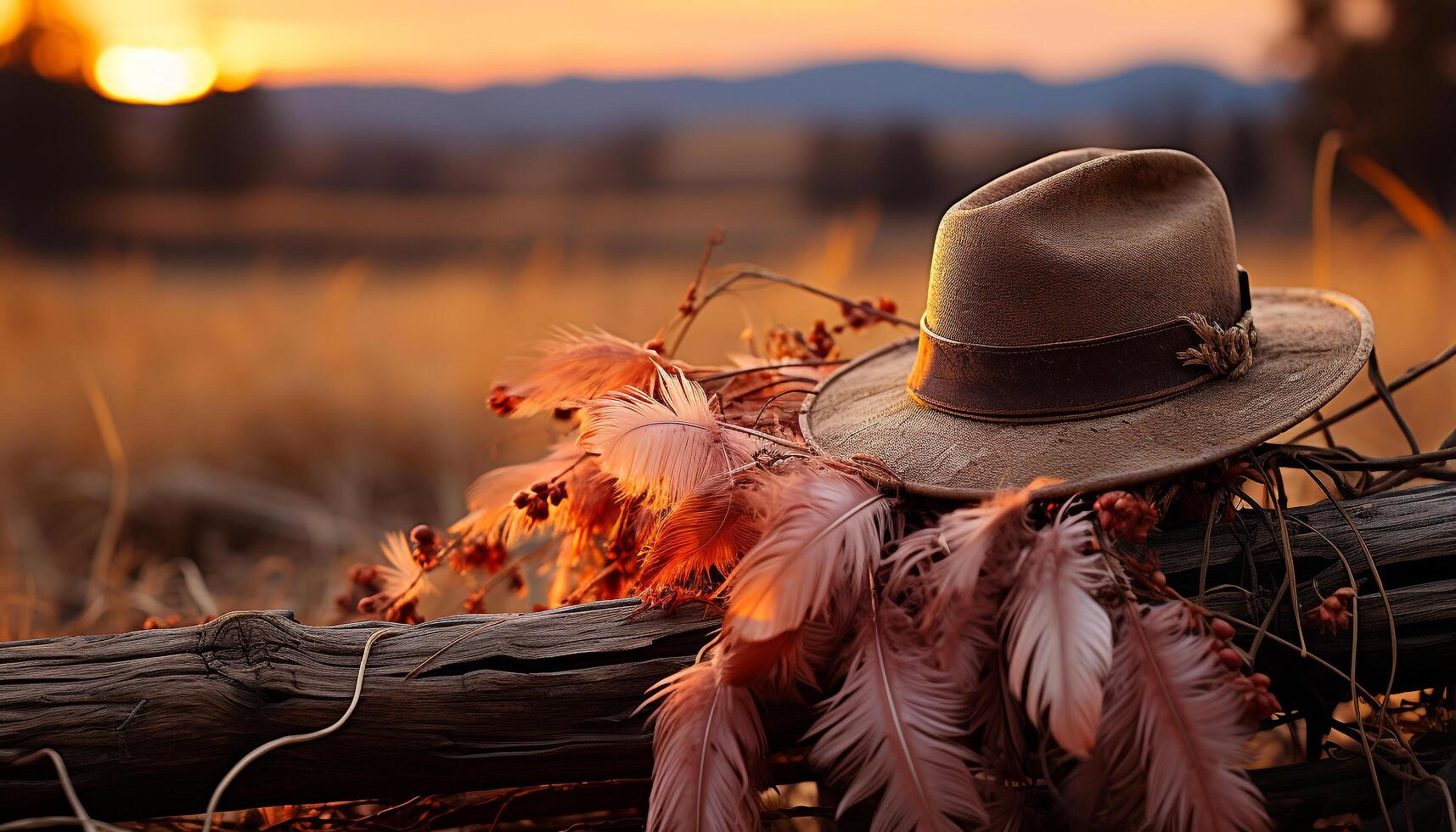 ai generado puesta de sol terminado el rural escena, hombres y mujer relajarse al aire libre generado por ai foto