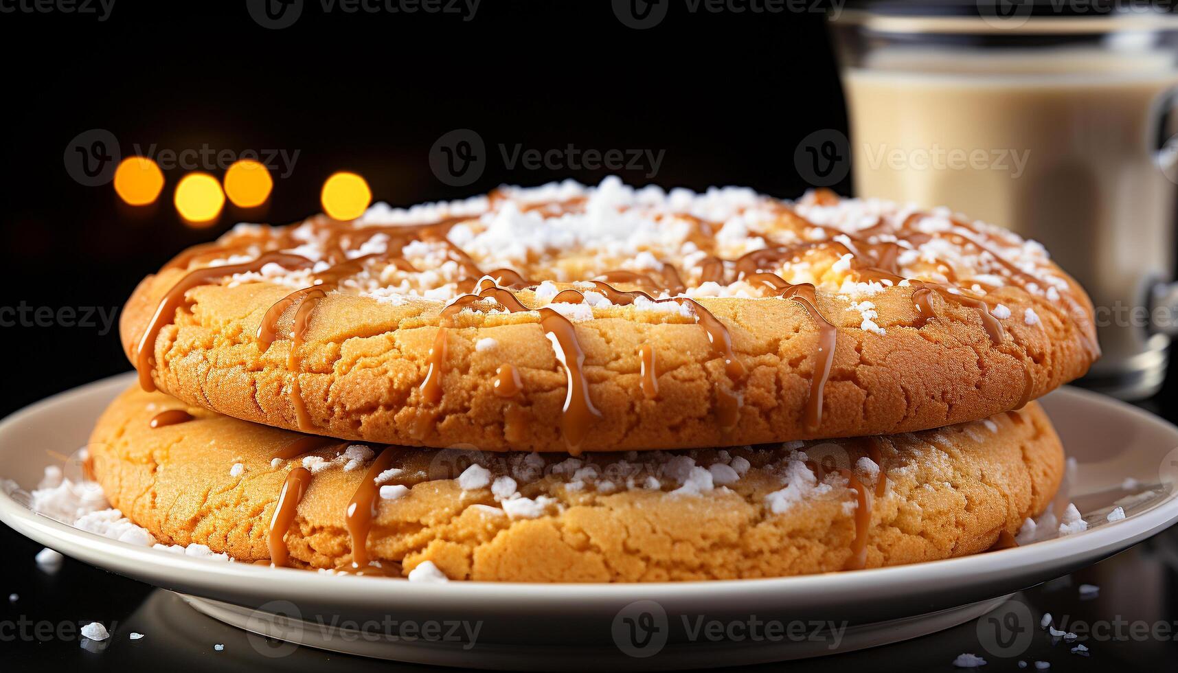 AI generated Freshly baked chocolate chip cookies on a plate generated by AI photo