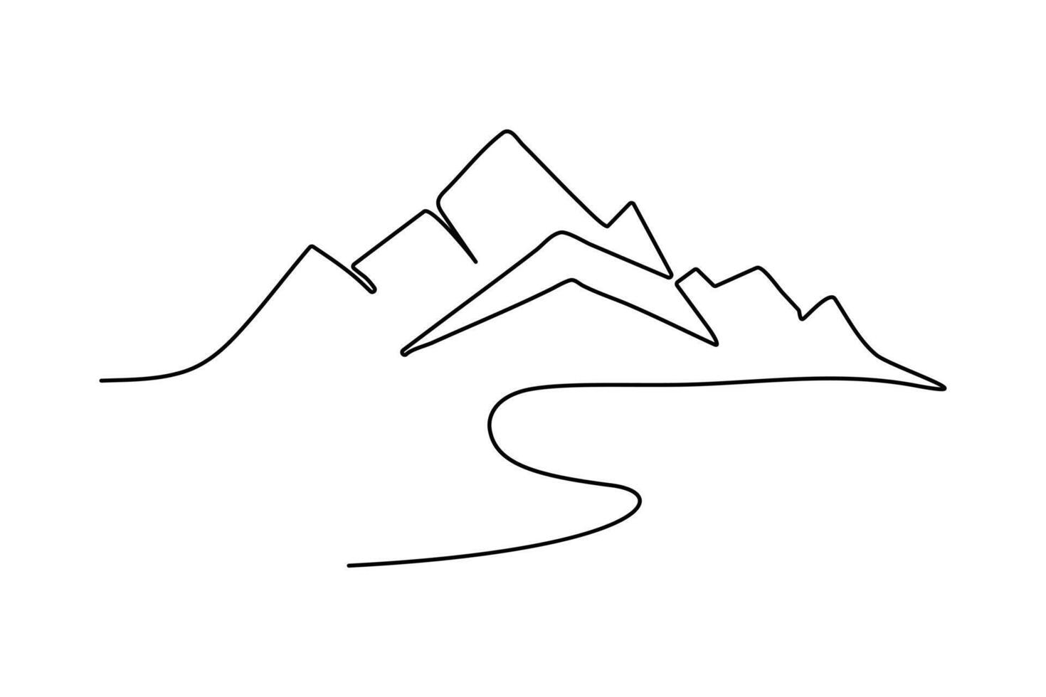 continuo una línea montaña Arte . y contorno naturaleza paisaje ver linea sola vector ilustración.