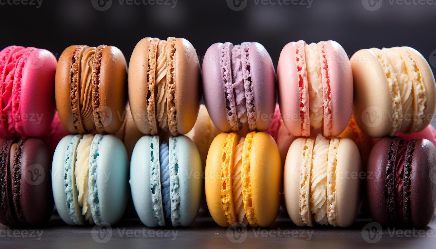 AI generated A gourmet macaroon stack, a sweet indulgence of French culture generated by AI photo