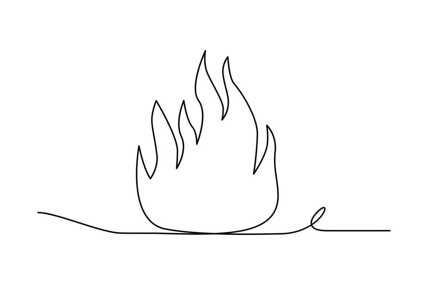 Continuous bonfire drawing, single-line art, and outline minimalistic style vector art illustration