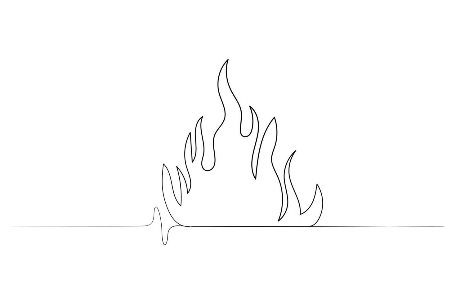 Continuous bonfire drawing, single-line art, and outline minimalistic style vector art illustration