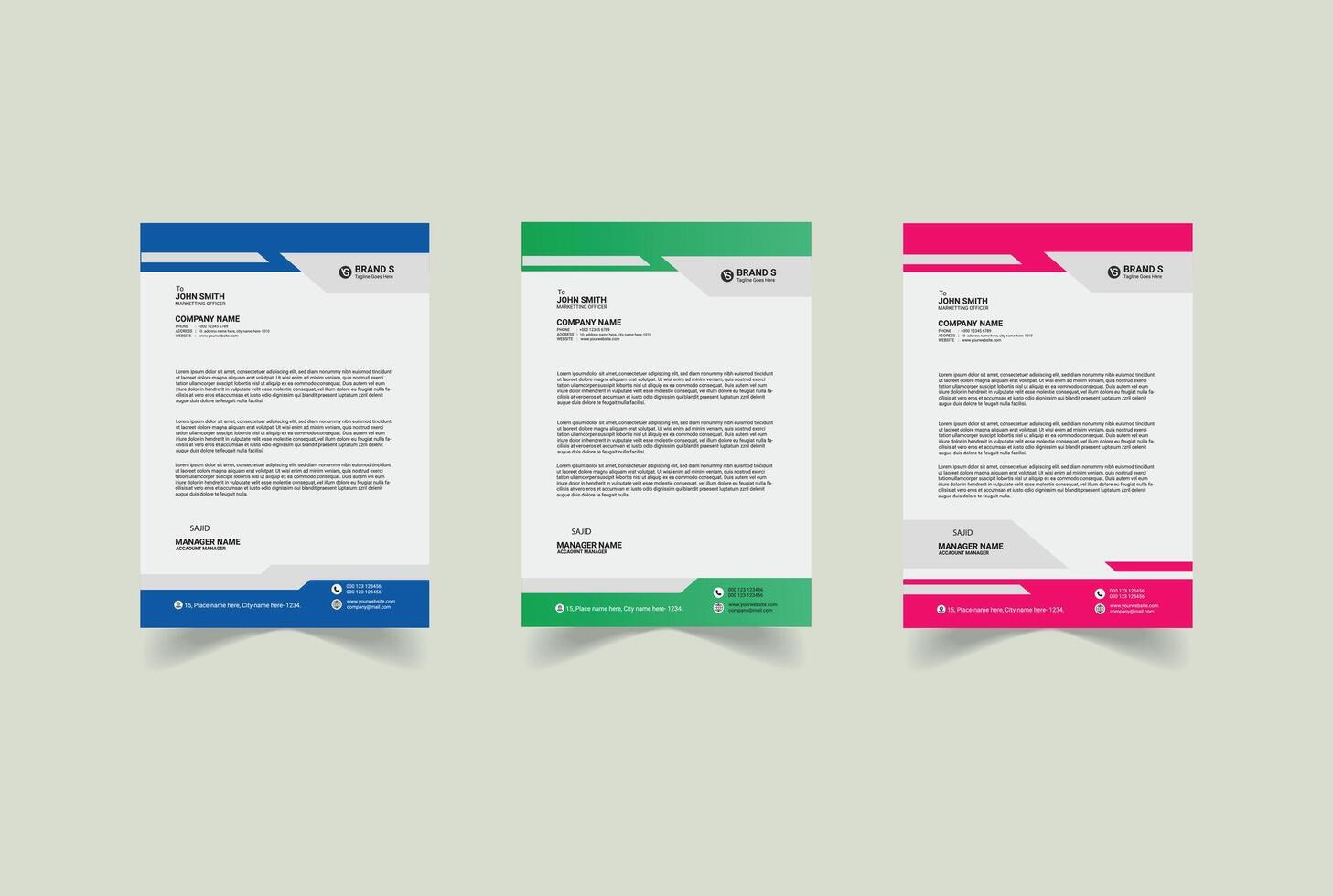 Modern corporate Clean and professional letterhead design for your company's business with a color variation bundle vector