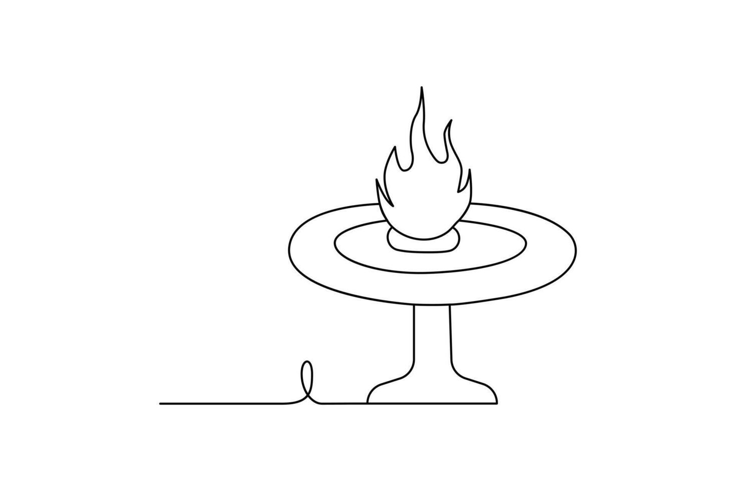 Continuous bonfire drawing, single-line art, and outline minimalistic style vector art illustration