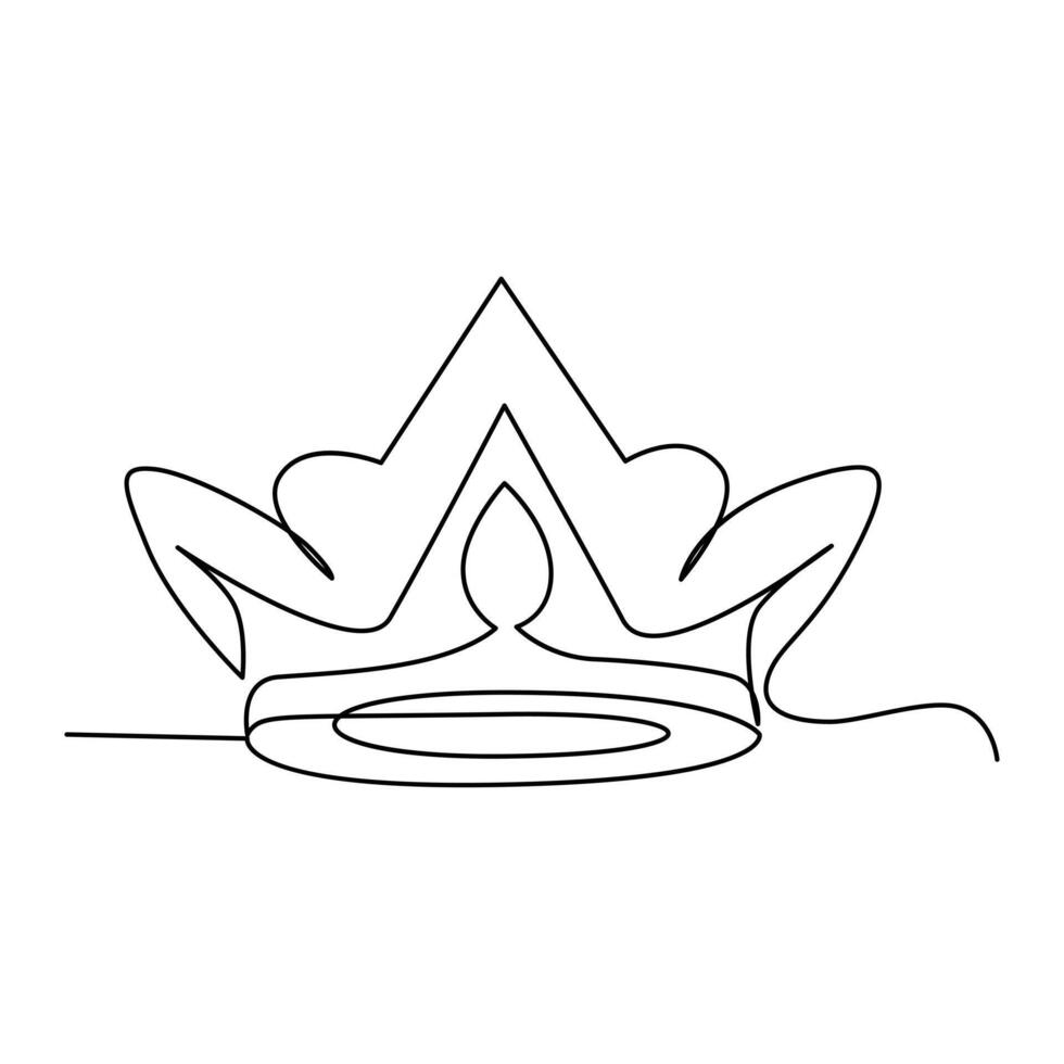 One-line continuous crown drawing and outline the crown symbol art of king and majesty vector illustration