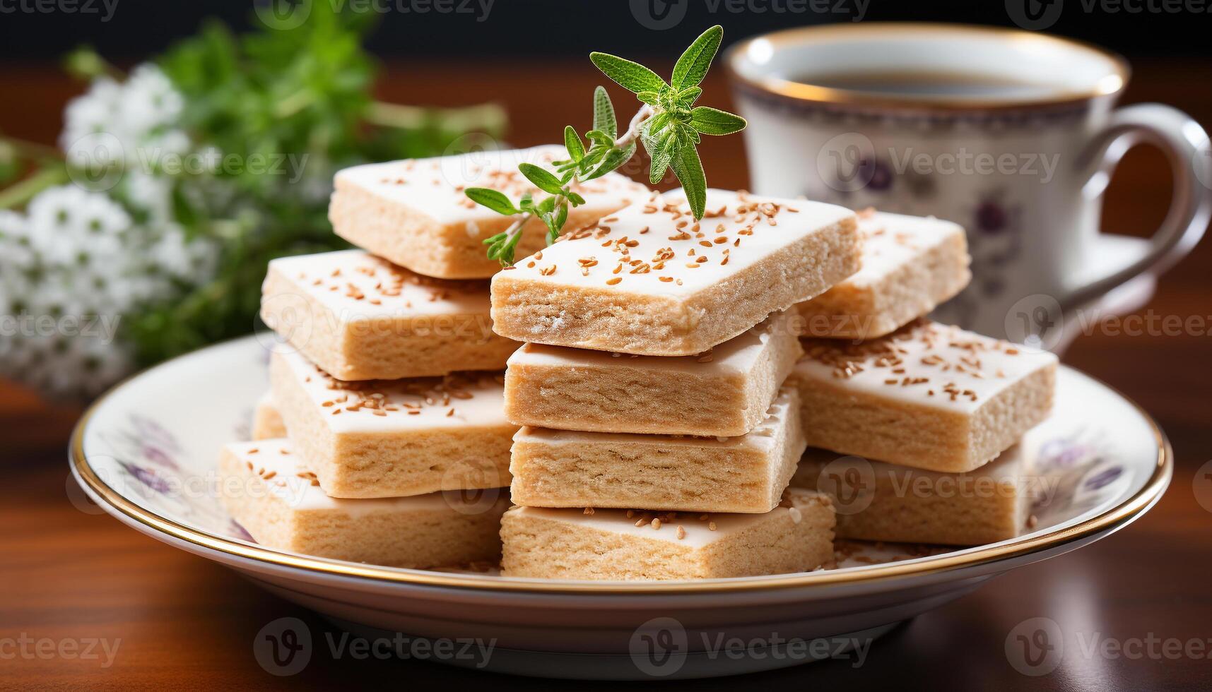 AI generated Freshness and sweetness on a wooden table homemade dessert generated by AI photo