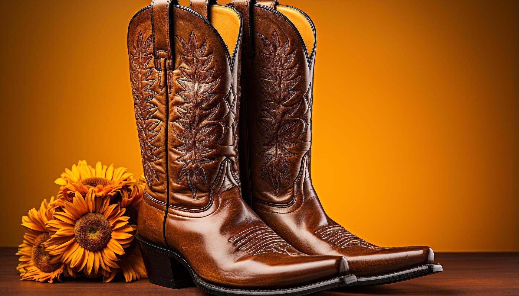 AI generated A pair of leather cowboy boots, a symbol of elegance generated by AI photo