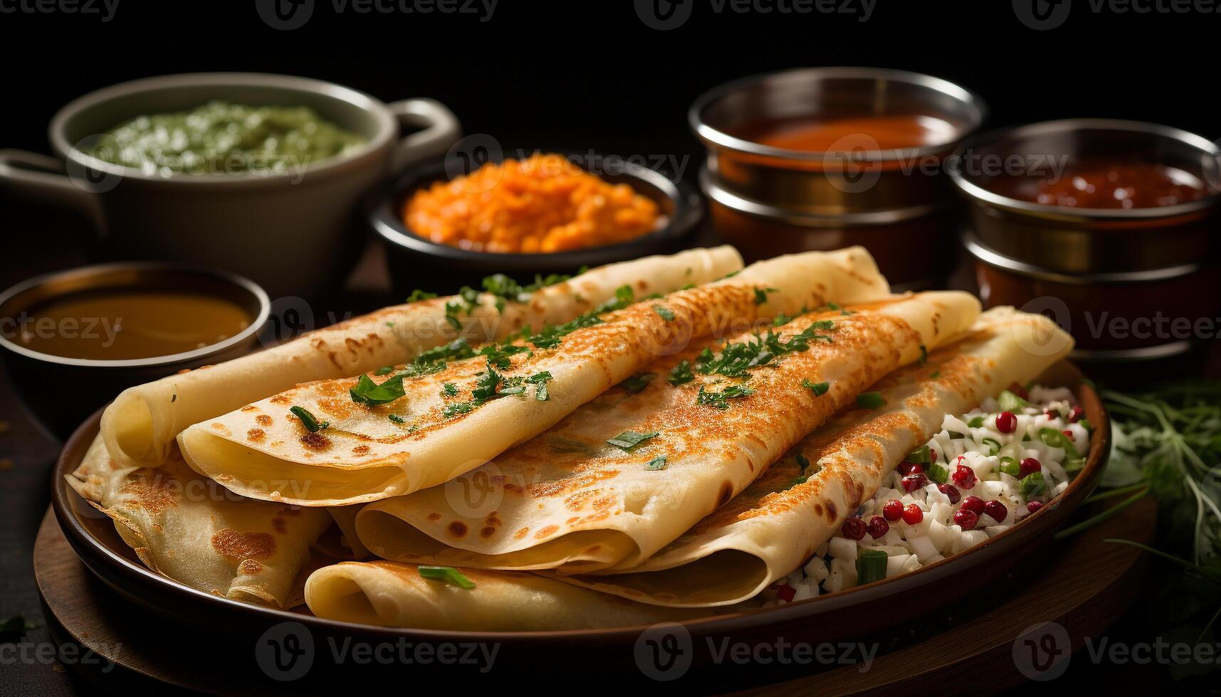 AI generated Freshness on plate meat, guacamole, taco, gourmet sauce, cilantro dip generated by AI photo