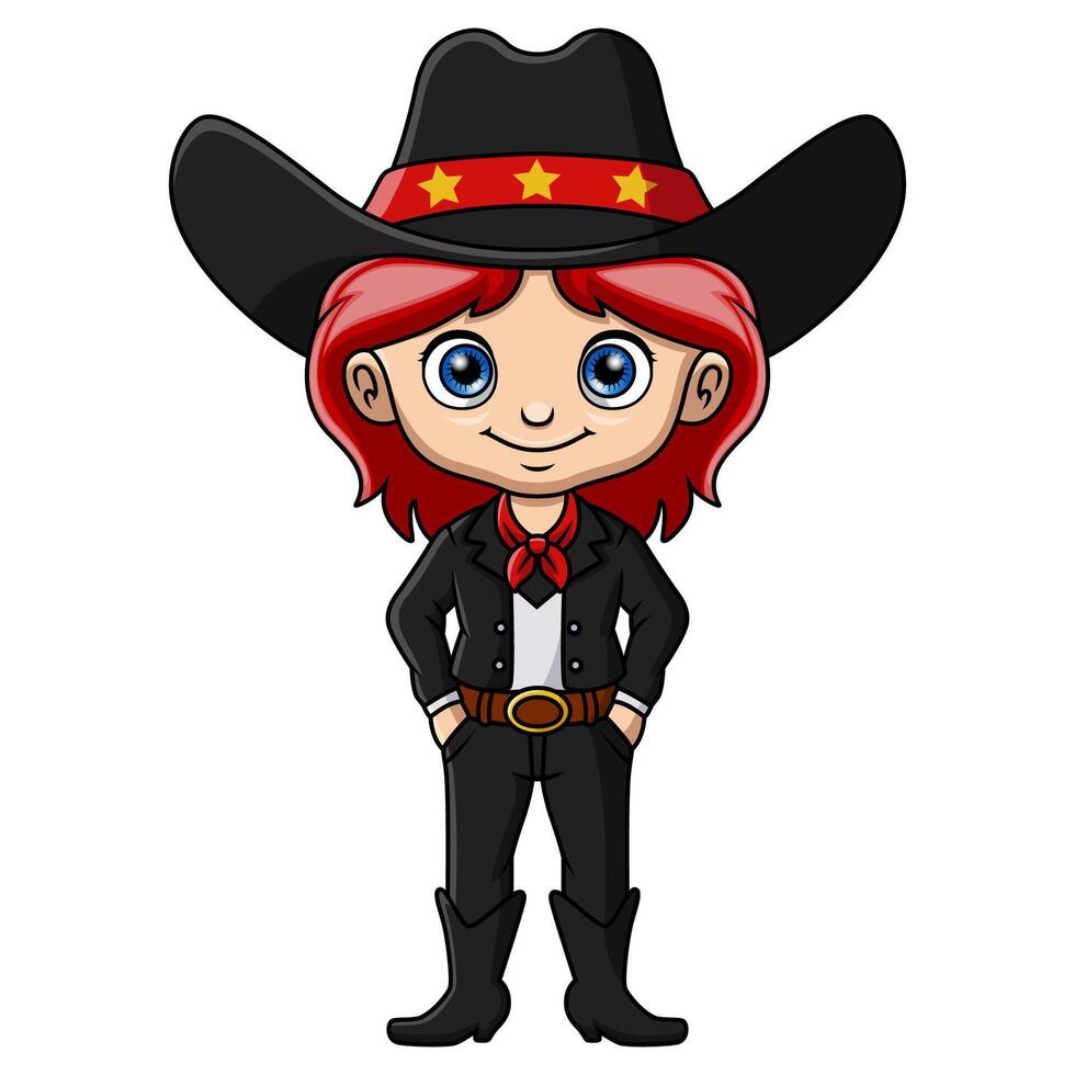 Cute cowgirl cartoon on white background vector