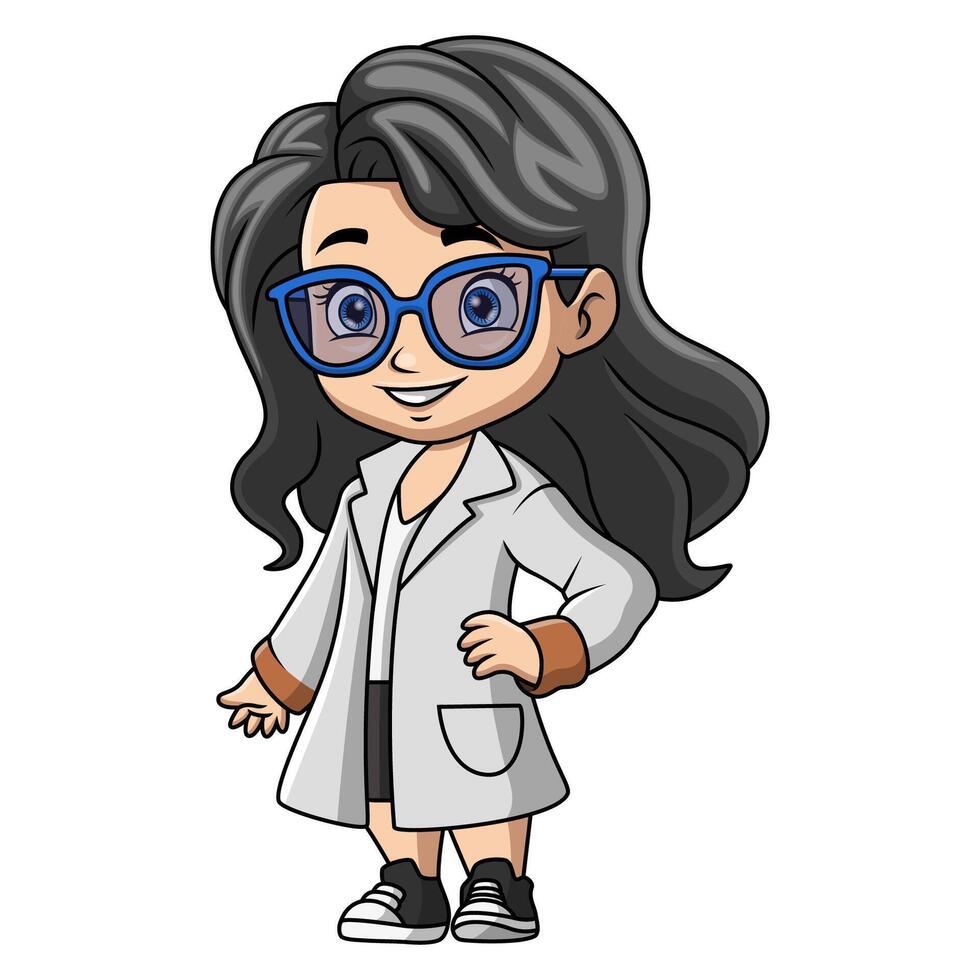 Cute girl doctor cartoon on white background vector